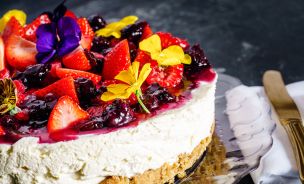 White cake with strawberries